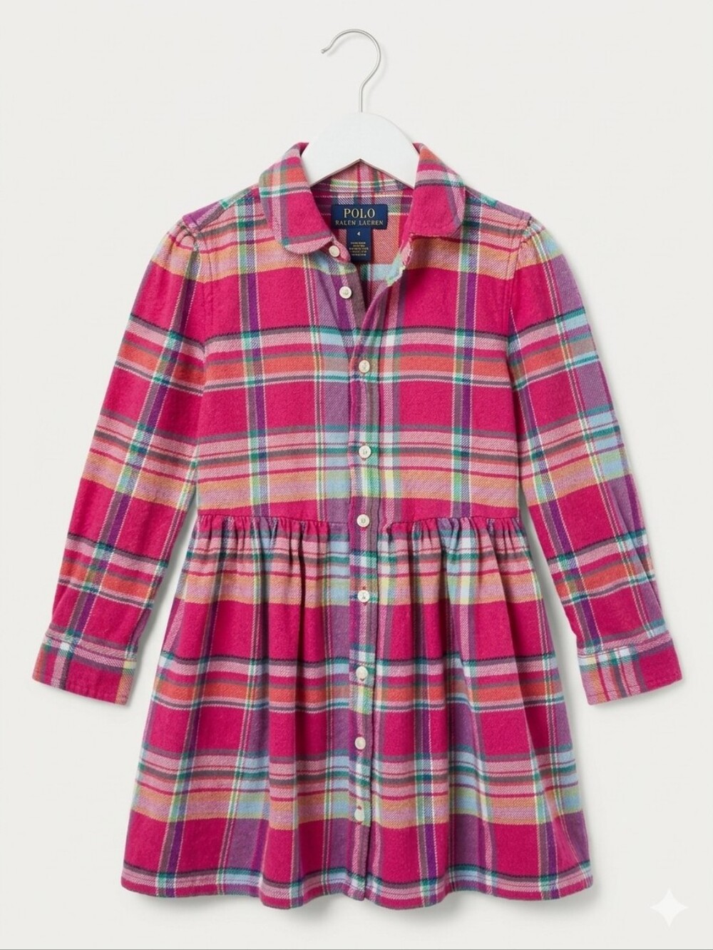 Polo Ralph Lauren Pink Plaid Button-Front Shirt Dress 4T